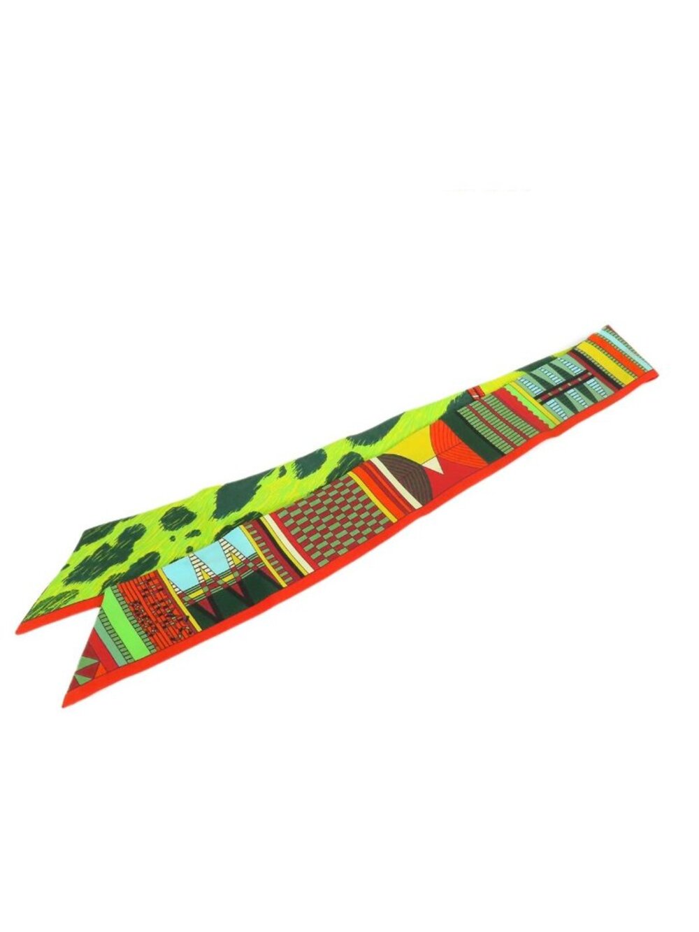 Hermes Twilly Orange Yellow Multicolor Silk Wild and Camouflage Scarf